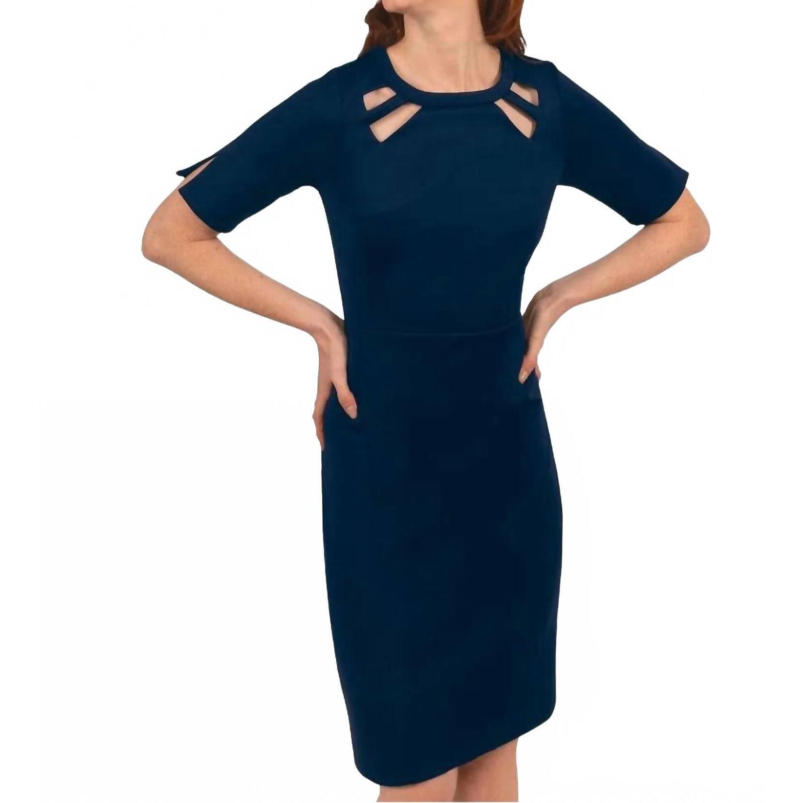 New Gretchen Scott Jersey Peek A Boo Mini Dress In Navy
